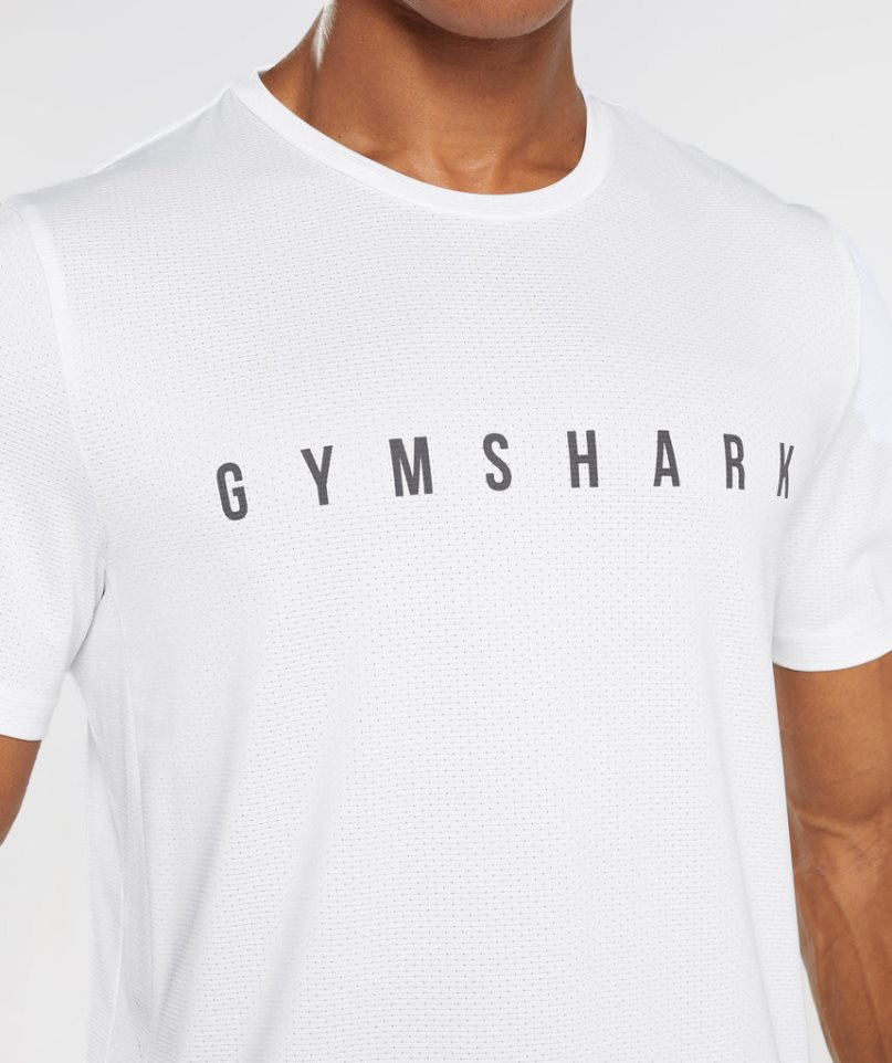 Men's Gymshark Sport Stripe T-Shirts White | CA D78N3A